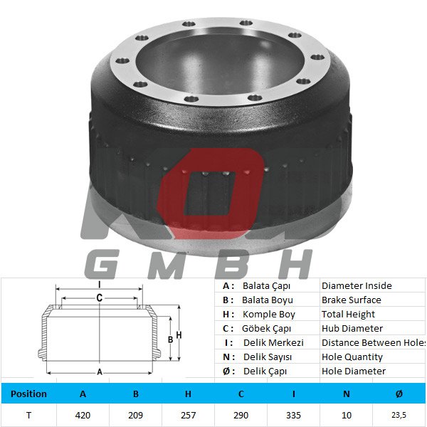 Brake Drum 420*200 Soğutmalı - 10111101